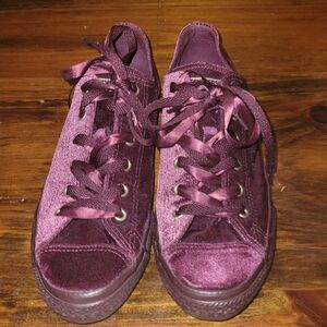 Converse Women's Maroon Velvet Sneakers